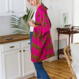 Emerson Fry Fete Kimono Pink Yarrow Cheetah XS/S